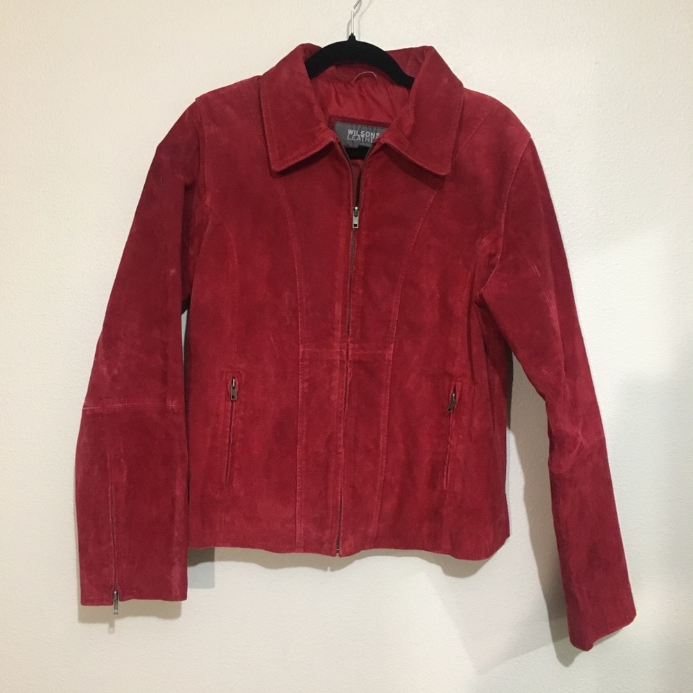 Wilson's Leather Red Leather Suede Jacket Large